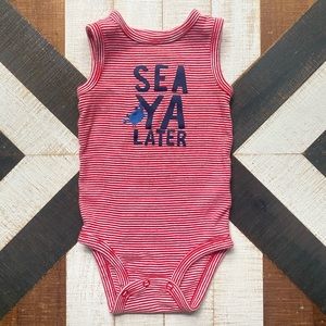 Carter’s Baby Boy Sleeveless Bodysuit Tank Summer Nautical Crab Red 6 Months